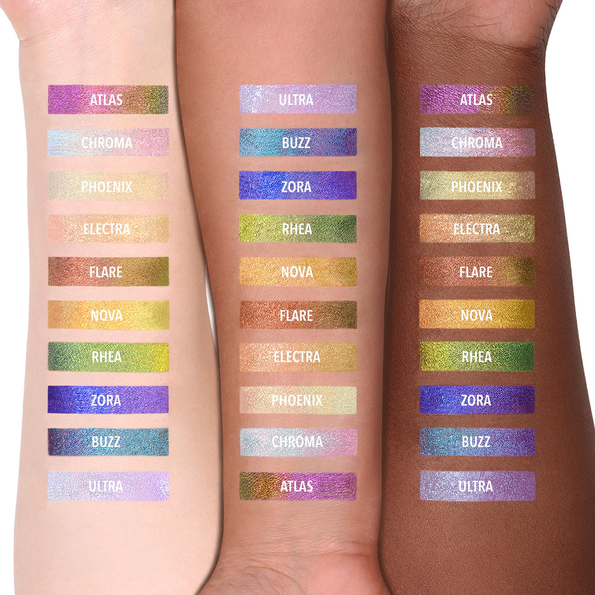 Moira Supernova texture close-up displaying smooth multichrome payoff for precise application benefit