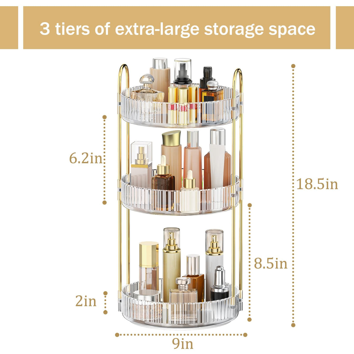 MOKANI organizer on bedroom vanity demonstrating neat styling and space saving