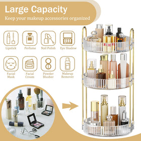 MOKANI three-tier spacing adjusted to fit tall perfume bottle and brush