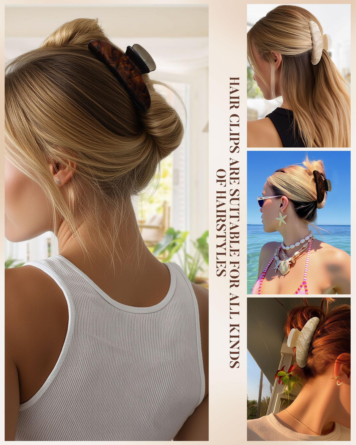 Molans clips securing a medium bun demonstrating a comfortable non-slip hold for all-day wear