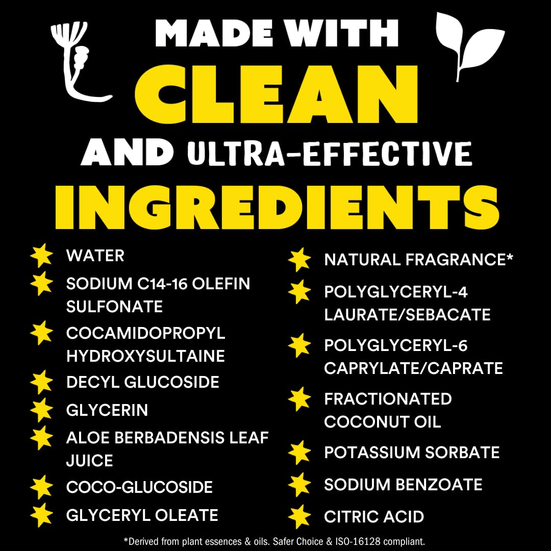 Molly's Suds bottle label and ingredient list highlighting aloe, coconut oil, clean formula