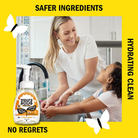 Molly's Suds foam texture on hand illustrating silky lather and moisturizing feel
