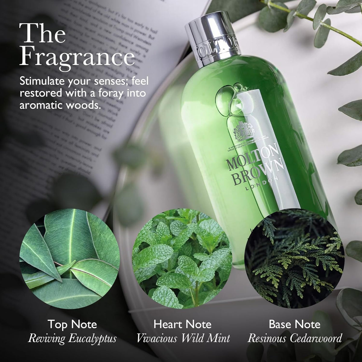 Molton Brown body wash lather in shower demonstrating refreshing cleanse