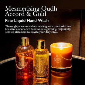 Molton Brown pump nozzle and label close-up highlighting premium finish and easy dispensing