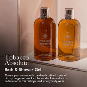 Molton Brown pump close-up highlighting bottle design and easy dispensing