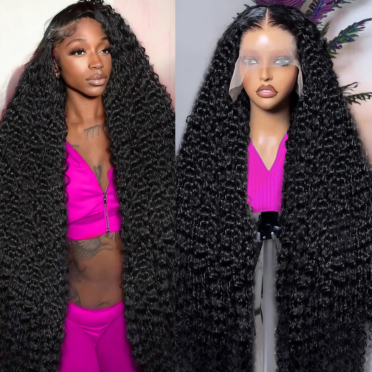 Momaksa front view 30-inch deep wave wig showing full, natural-looking hairline and volume