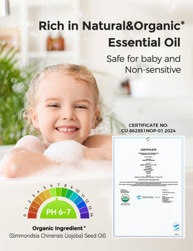 Momcozy bath bomb dissolving in tub, slow colorful swirl calming kids