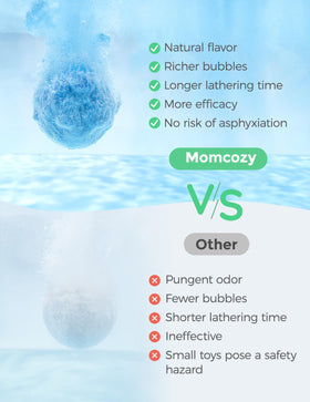 Momcozy micro-bubbles activated by stirring, extra playful foam benefit