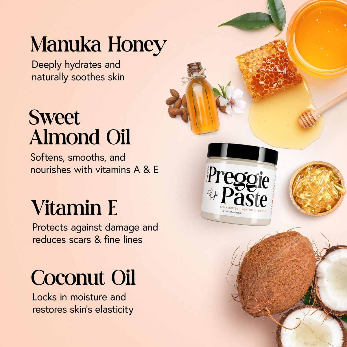 MOMMY LIFE open jar showing rich buttery texture to demonstrate moisturizing coverage benefit