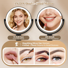 MOMOKUBA close-up of 20x magnifying side showing fine detail for precise eyebrow and eyeliner work