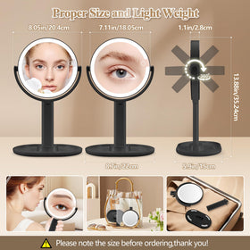 MOMOKUBA mirror tilted mid-rotation demonstrating 360-degree angle adjustment for comfortable application