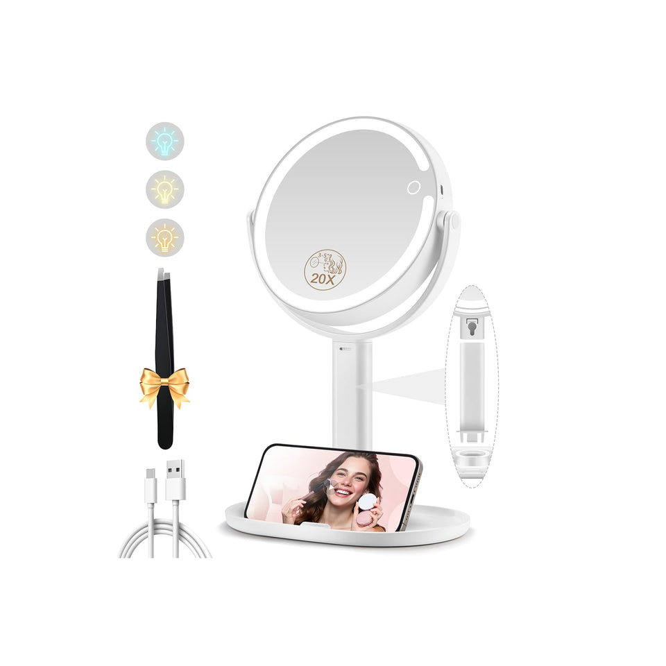MOMOKUBA front view of white lighted mirror enhances makeup precision