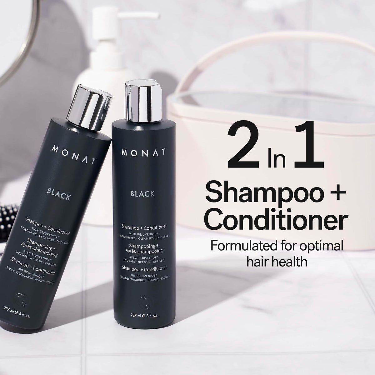 MONAT pump and cap detail highlighting easy dispensing and controlled use