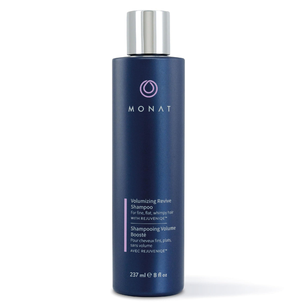MONAT front bottle view showing compact volume-enhancing design and clear branding