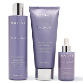 MONAT IR Clinical front packaging showing full three-piece kit for thicker hair