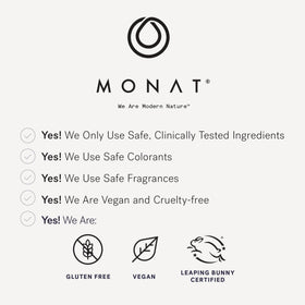MONAT lifestyle vanity scene suggesting a premium at-home routine