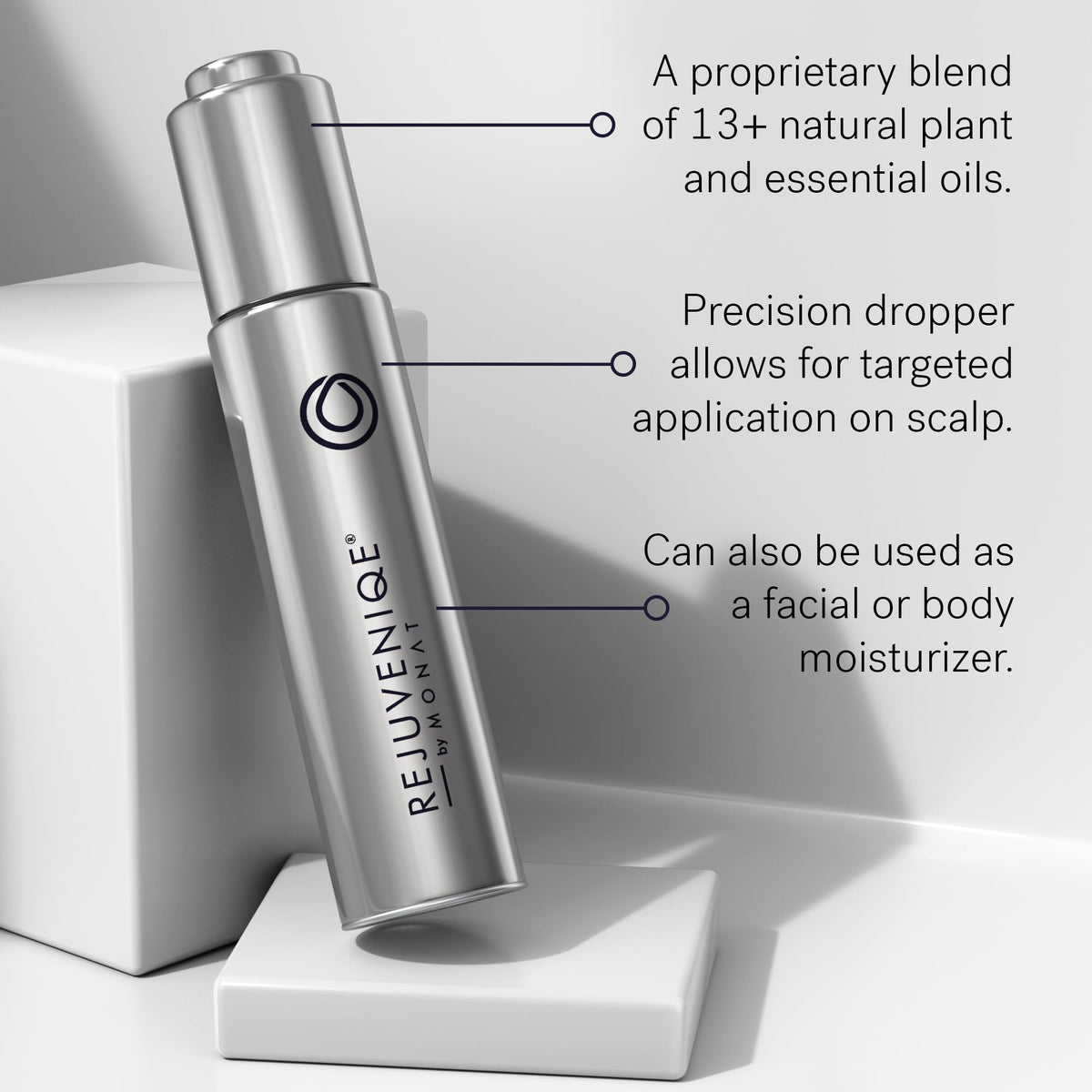 MONAT REJUVENIQE droplet from dispenser demonstrating controlled application benefit