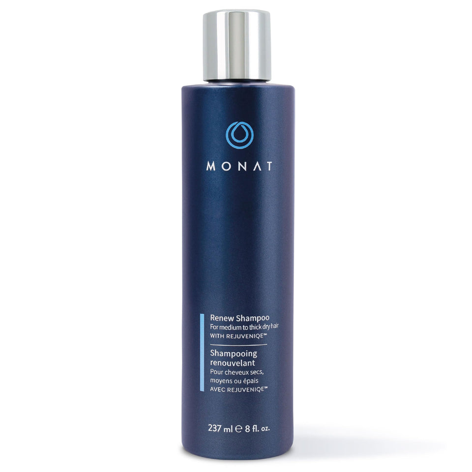 MONAT Renew shampoo front bottle showing label and benefits