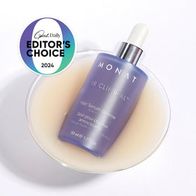MONAT dropper close-up dispensing serum, demonstrating precise application benefit