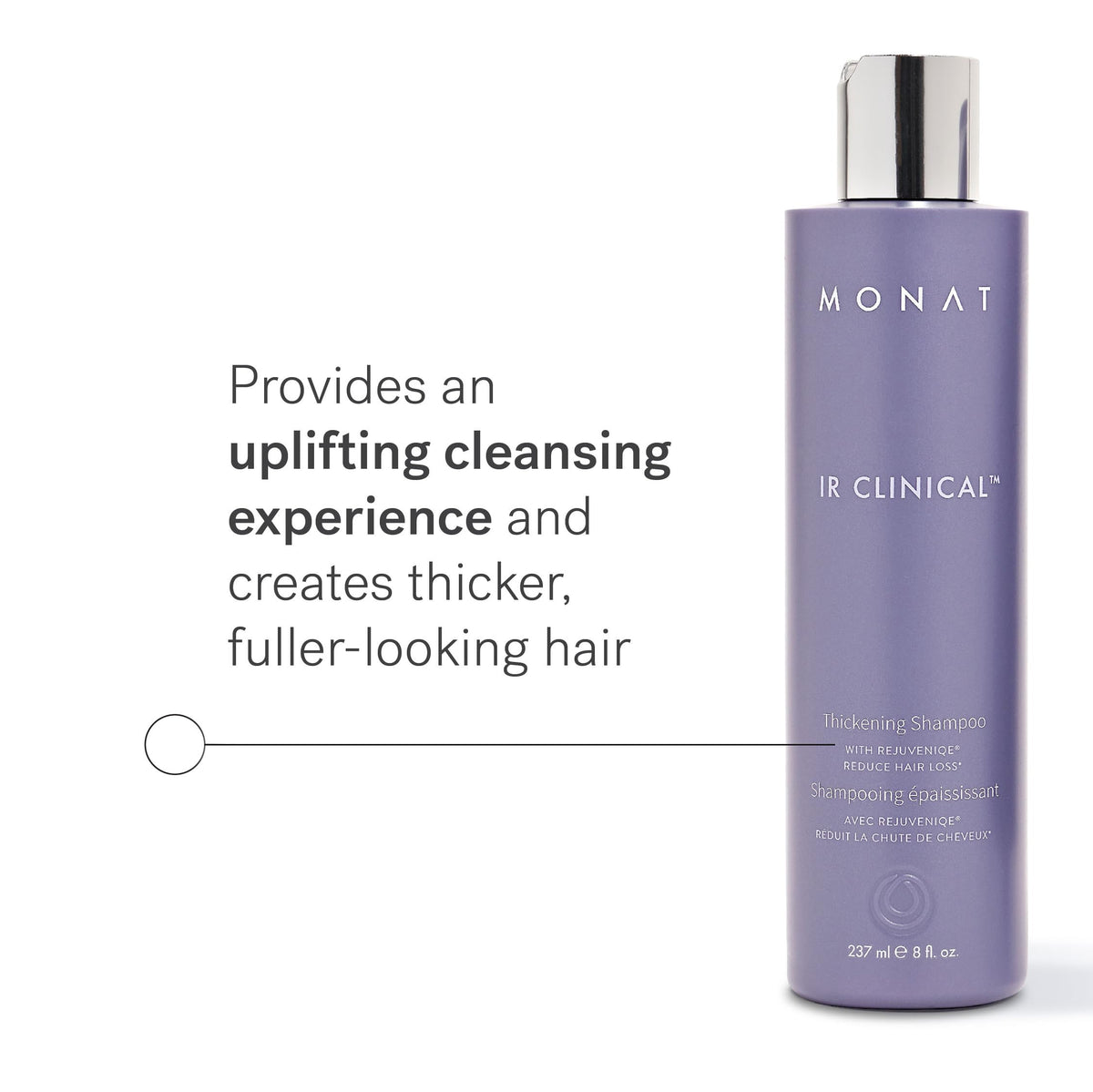MONAT shampoo pump close-up demonstrating easy dispensing and control