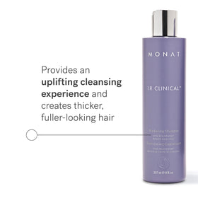 MONAT shampoo pump close-up demonstrating easy dispensing and control