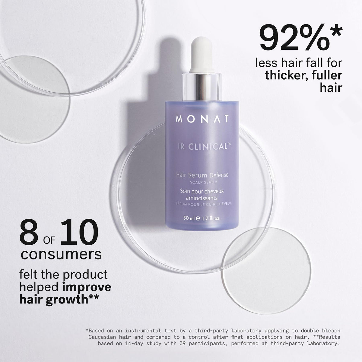 MONAT serum texture on palm, lightweight consistency for non-greasy finish