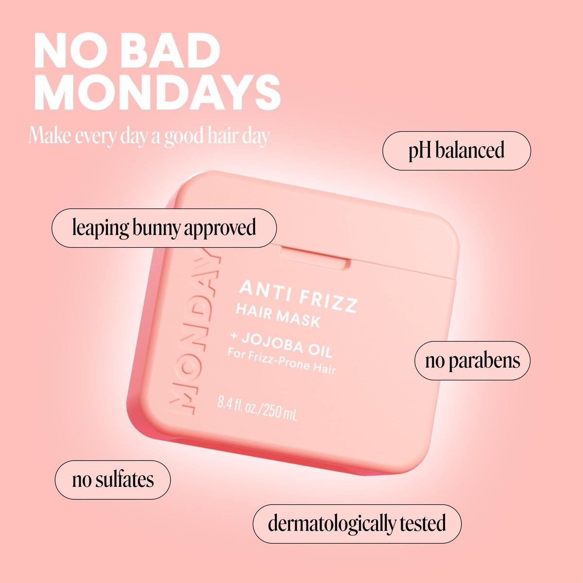 MONDAY HAIRCARE application in shower demonstrating easy spread and mid-length focus benefits