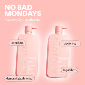 MONDAY HAIRCARE before and after hair transformation showing reduced frizz benefit