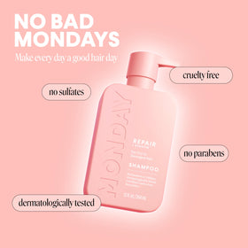 MONDAY Haircare before and after styled hair demonstrating smoother shinier benefit