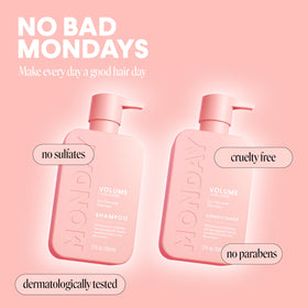 MONDAY HAIRCARE before and after hair showing added lift and visible fullness