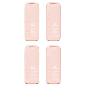 MONDAY HAIRCARE front packaging showing four 90ml travel bottles and gardenia scent benefit
