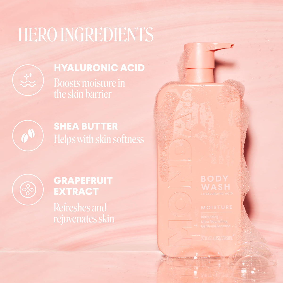 MONDAY HAIRCARE creamy lather close-up demonstrating rich moisturizing foam