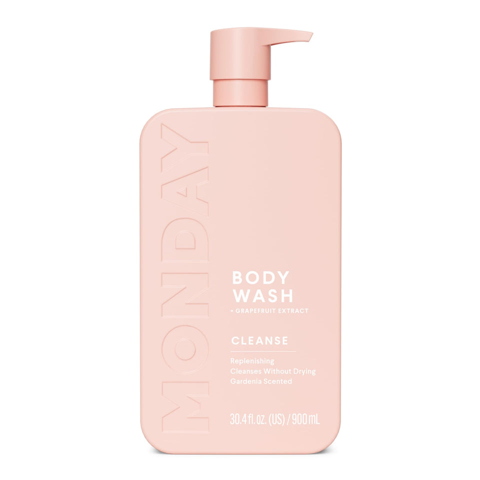 MONDAY HAIRCARE front bottle with pump shows large 900 mL size and clean design