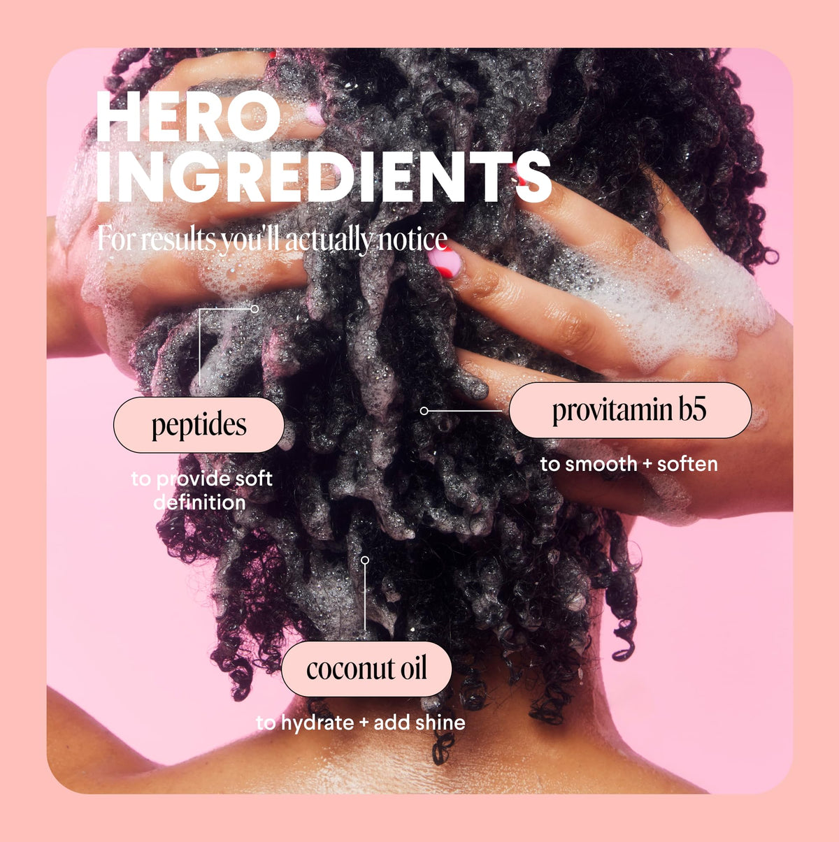 MONDAY HAIRCARE natural ingredients coconut and shea butter arranged to show nourishing benefits