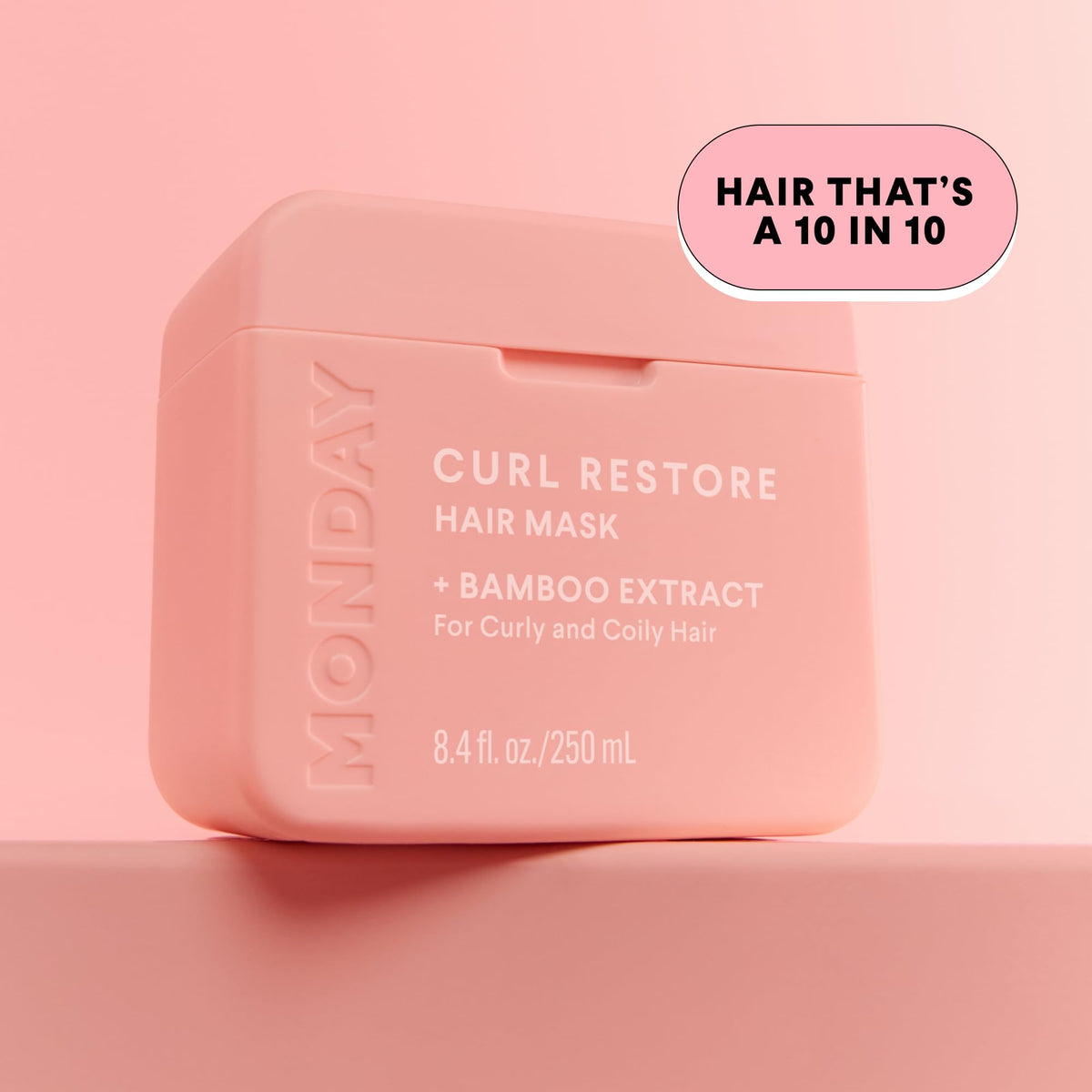 MONDAY HAIRCARE recyclable packaging label emphasizing sustainability