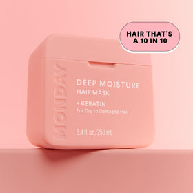 MONDAY HAIRCARE packaging with recycling mark showing eco-conscious benefit