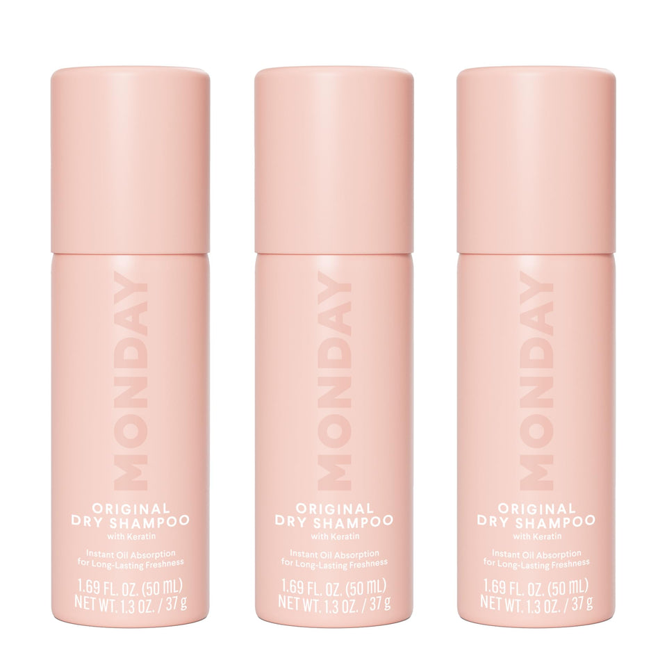 MONDAY HAIRCARE front can showing branding and size benefit quick identification