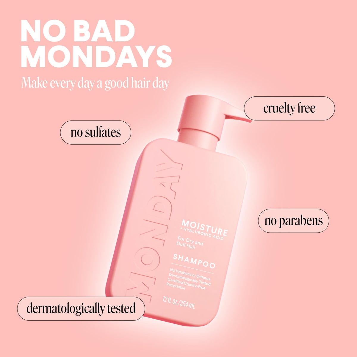 MONDAY HAIRCARE in-bathroom styling demonstrating at-home use