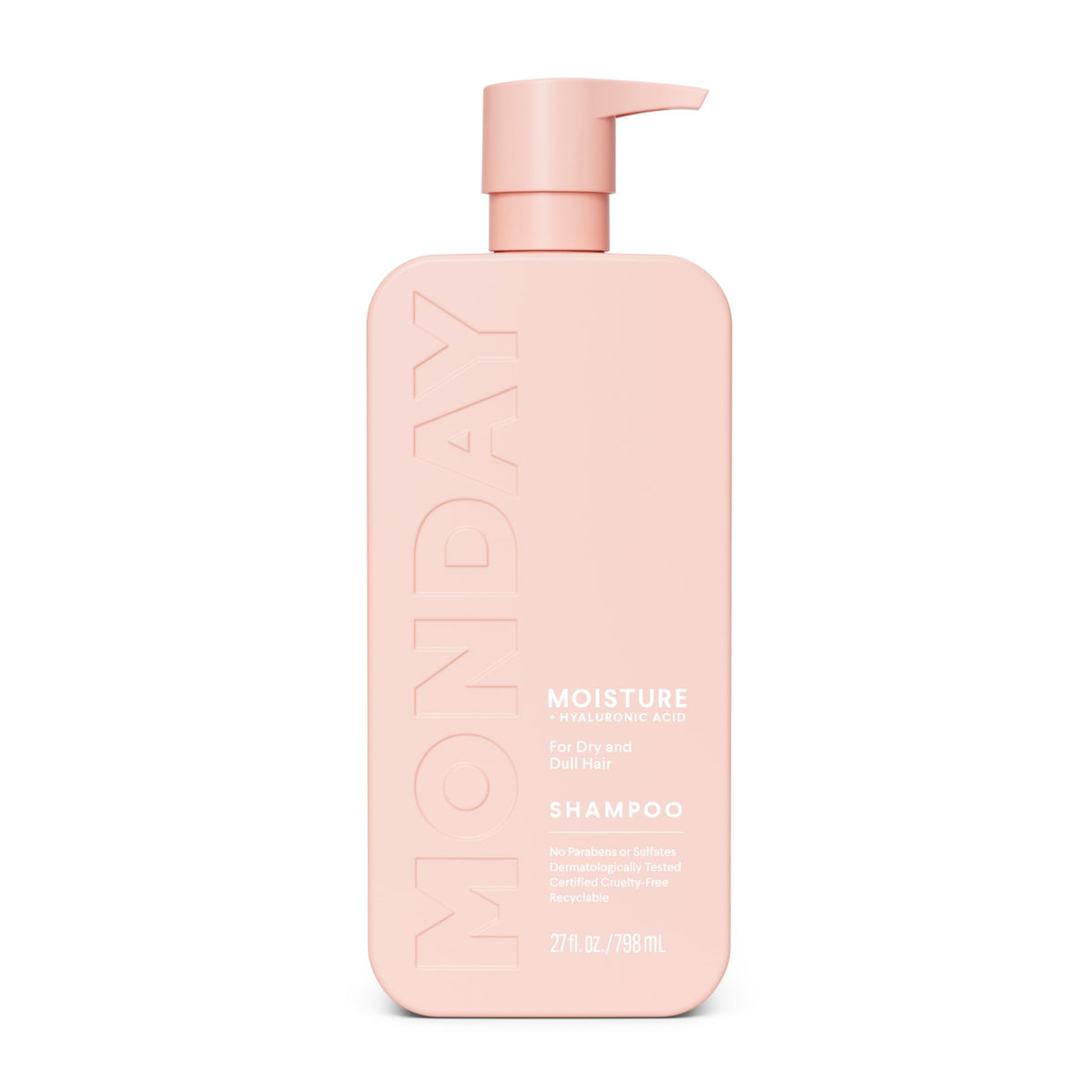 MONDAY HAIRCARE front packaging shows 798 mL bottle and product benefits