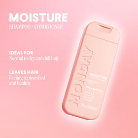 MONDAY HAIRCARE close-up of creamy hyaluronic and shea butter formula texture smoothing hair