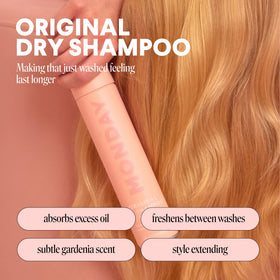 MONDAY HAIRCARE nozzle close-up showing fine spray for even oil absorption