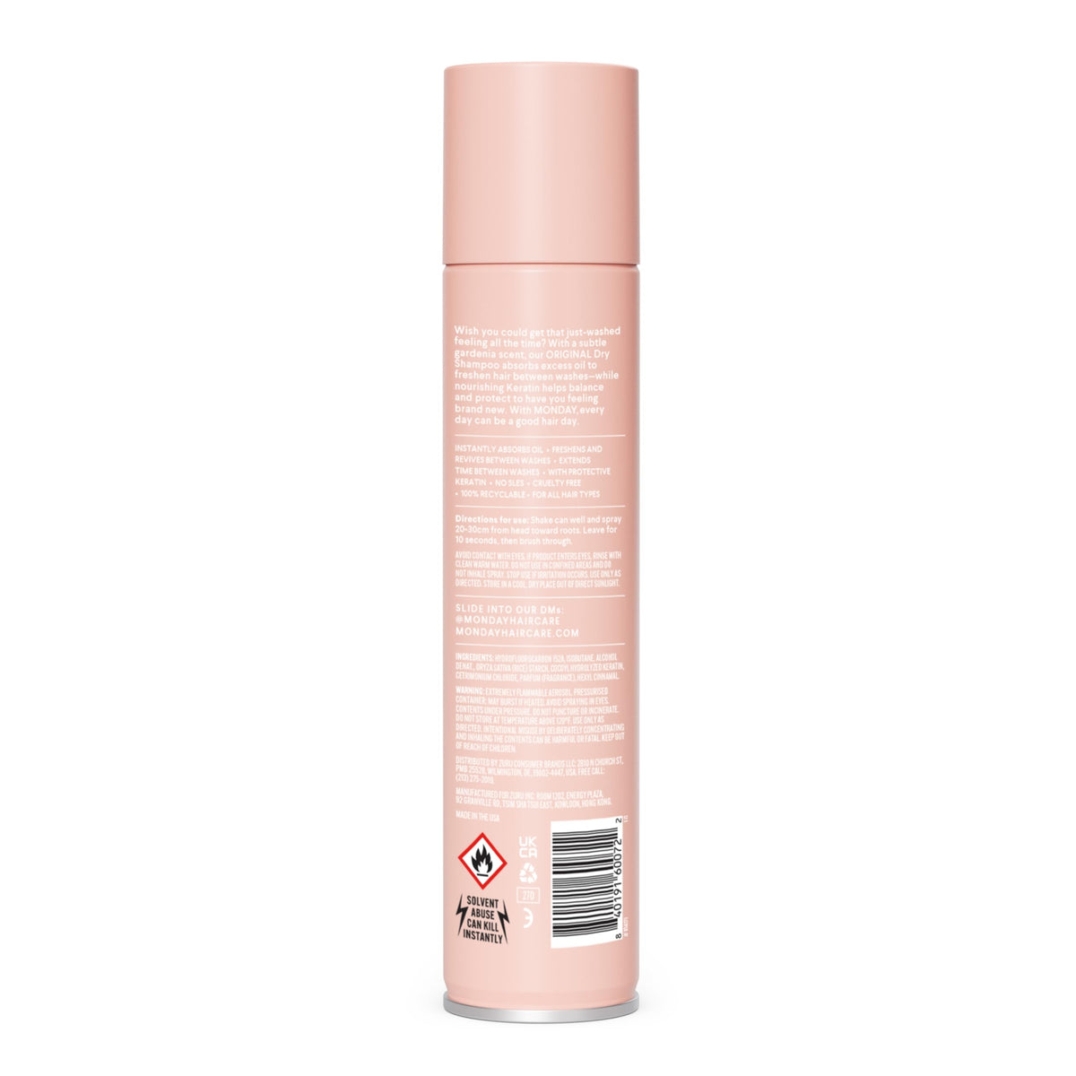 MONDAY HAIRCARE nozzle close-up illustrating precise spray control and minimal waste