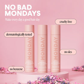 MONDAY HAIRCARE application at roots showing instant mattifying and volume boost
