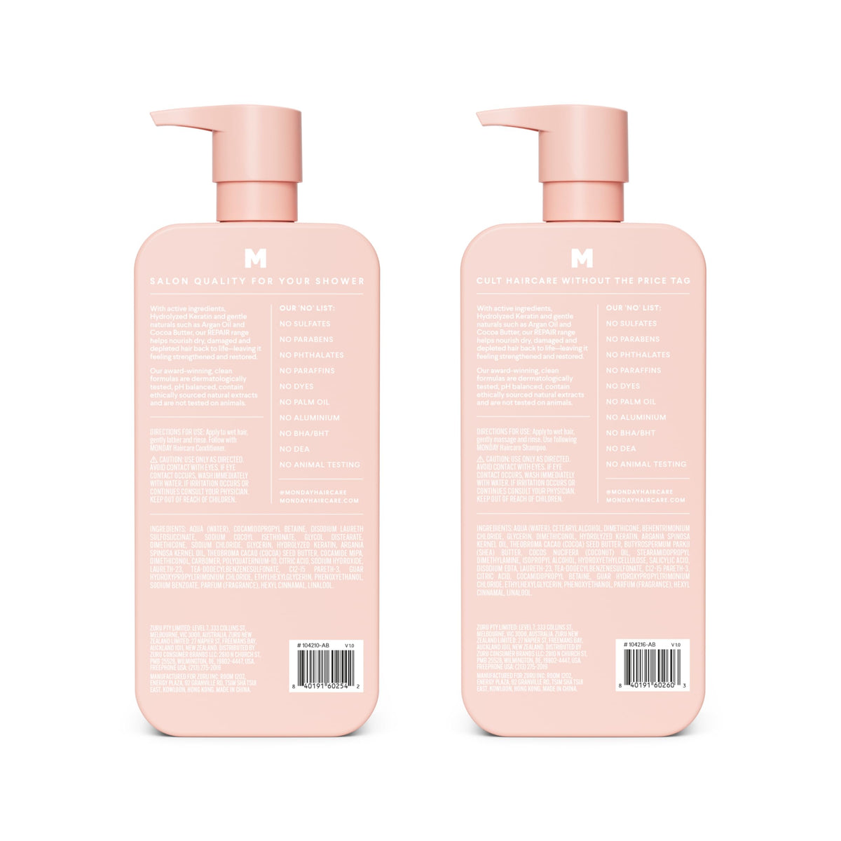 MONDAY HAIRCARE recyclable bottle detail emphasizing eco-friendly packaging