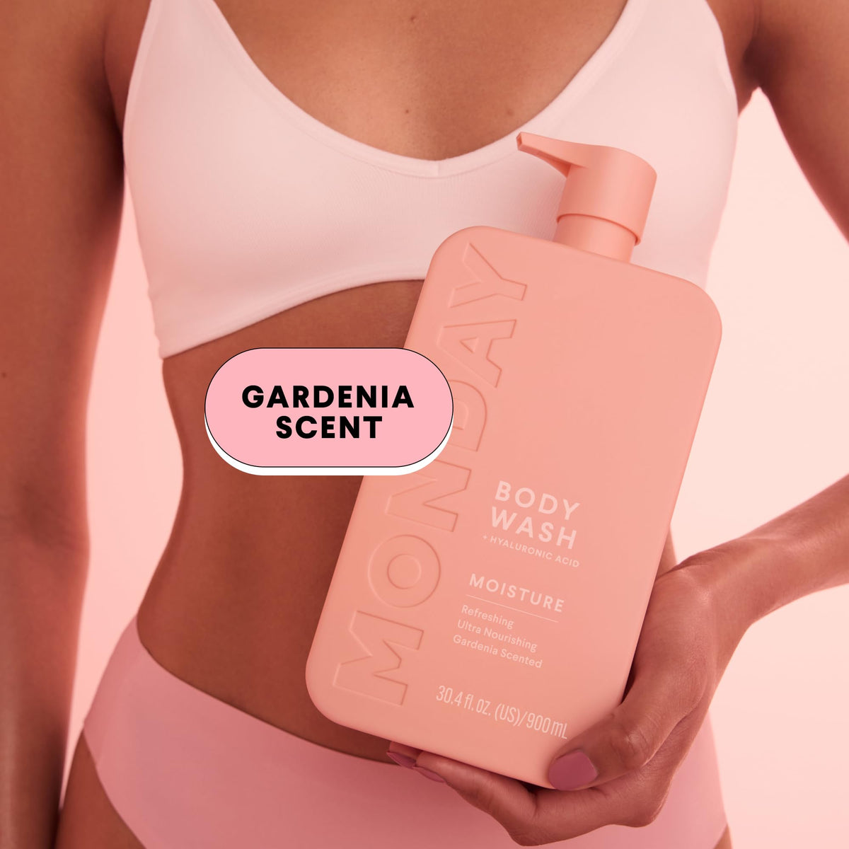 MONDAY HAIRCARE recyclable packaging symbol promoting eco-conscious use