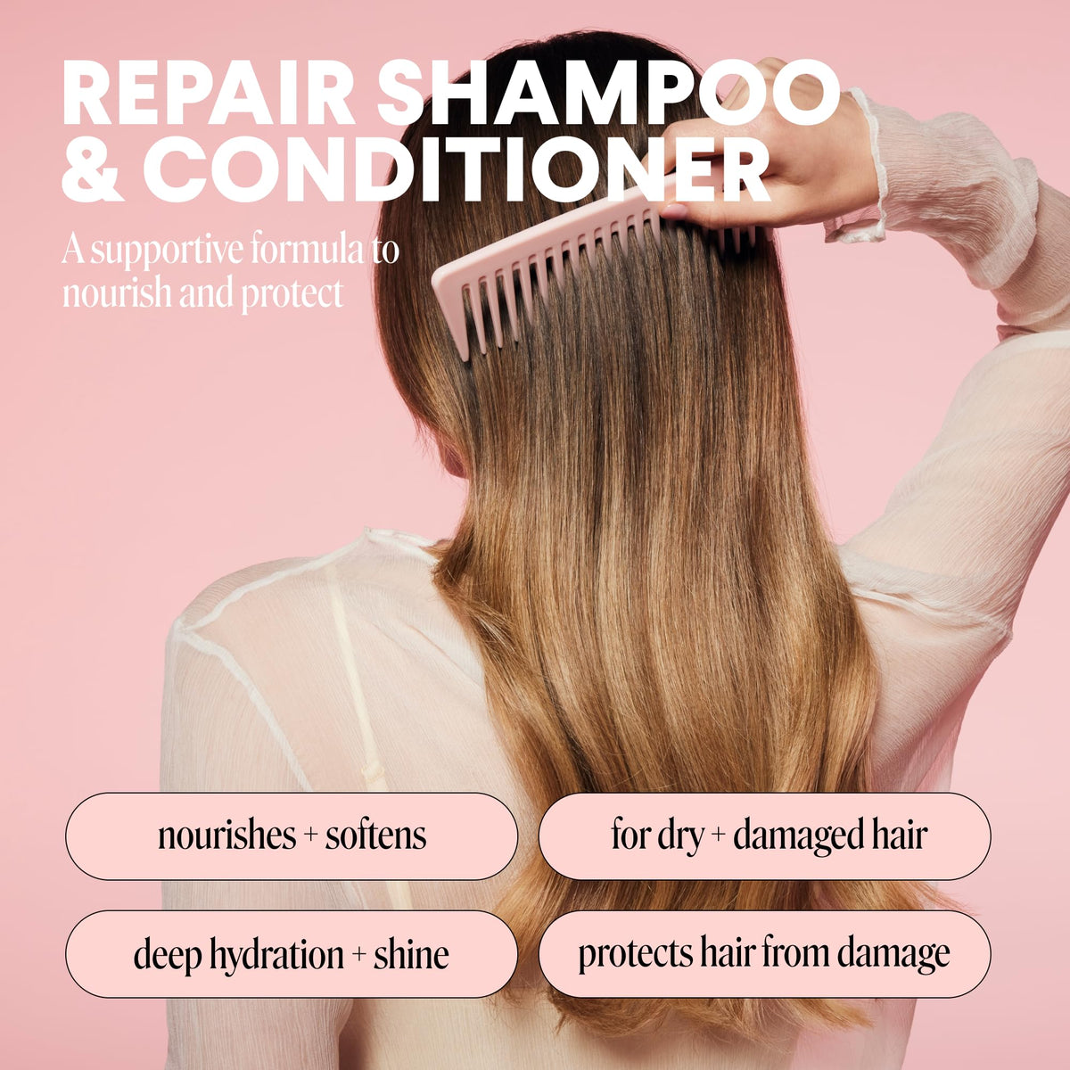 MONDAY HAIRCARE bottle label close-up highlighting keratin and key ingredients benefits