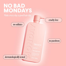 MONDAY HAIRCARE bottle in hand to show 798 mL scale and value