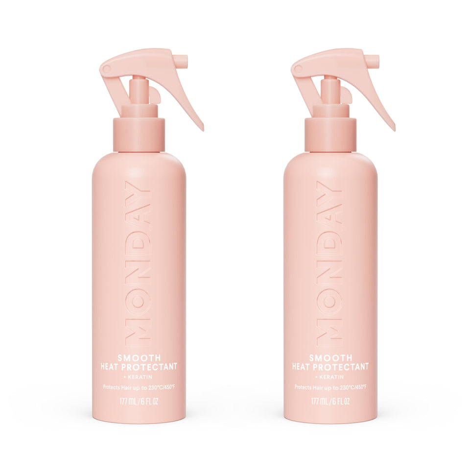 MONDAY HAIRCARE front packaging showing twin 6 oz bottles and benefits