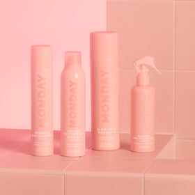 MONDAY HAIRCARE bathroom lifestyle setting showing everyday styling