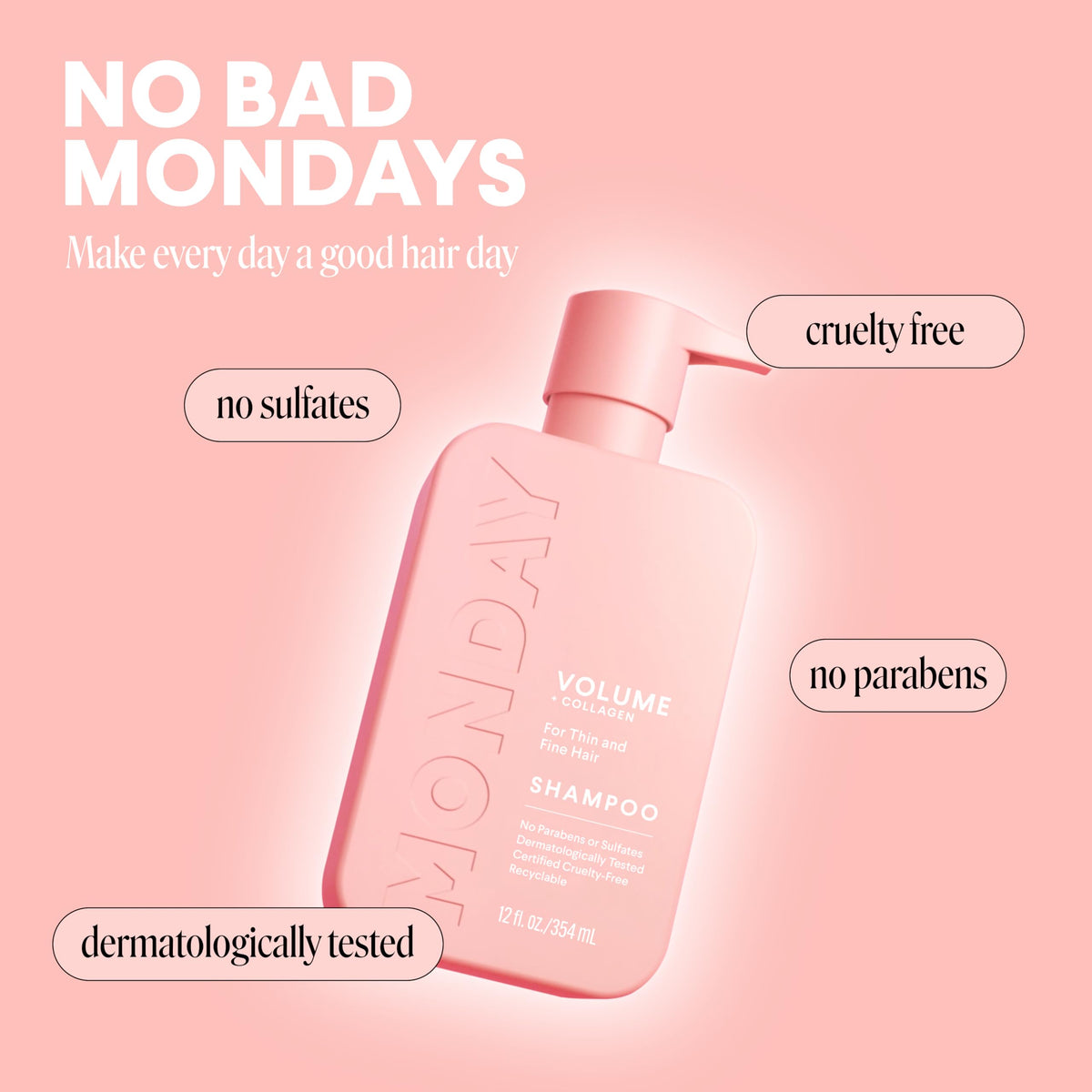MONDAY HAIRCARE shampoo running in sink demonstrating easy rinsing